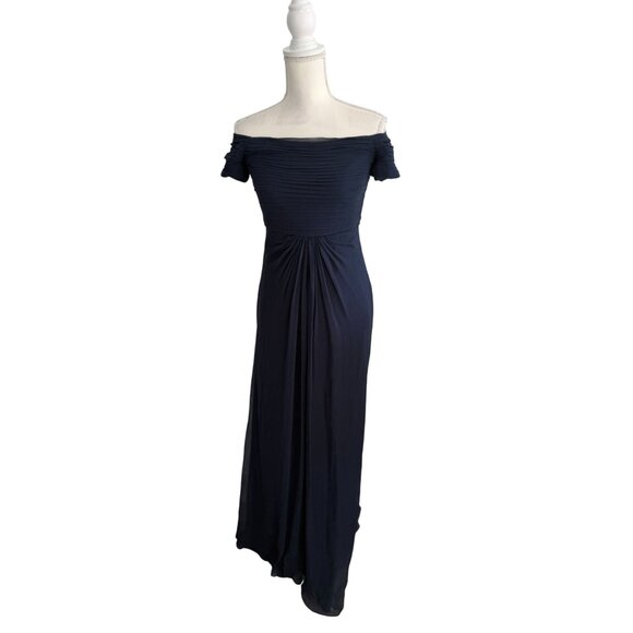 TADSHI SHOJI Vintage Navy Blue Maxi Occasion Gown Size 4 - Picture 5 of 14